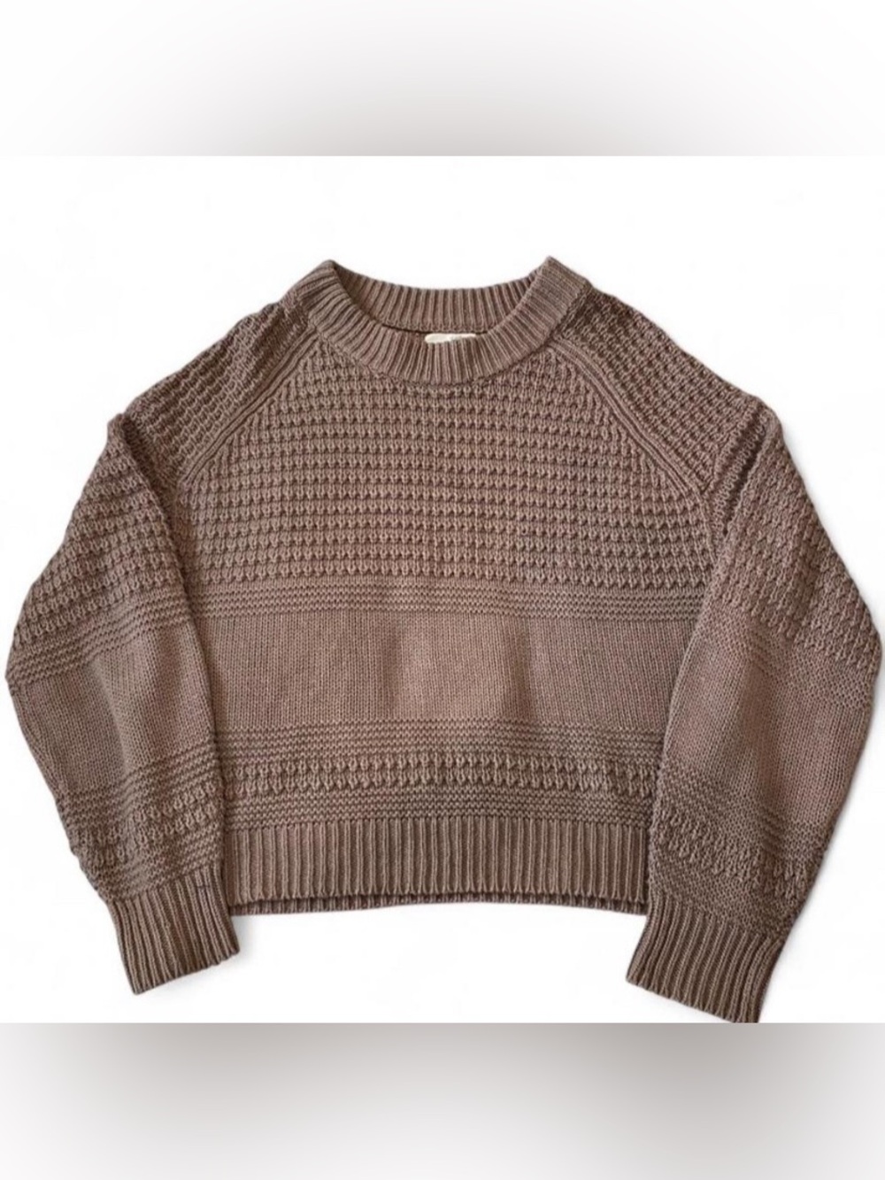 Universal Thread Women's Textured Crewneck Sweater - Taupe Brown